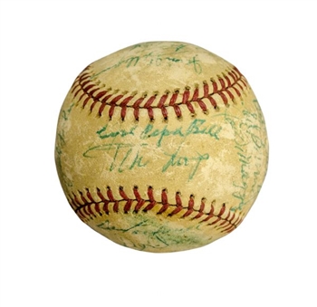 Multi-Signed ONL Baseball with 23 Vintage Signatures including DiMaggio, Mays and Cool Papa Bell